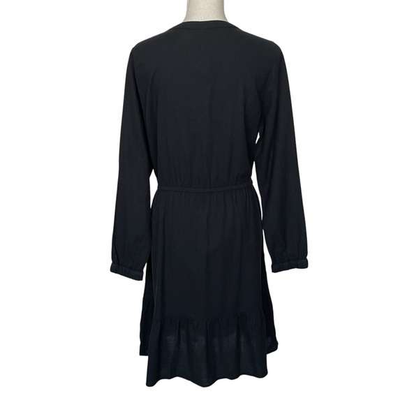 Pact Woven Crepe Organic Cotton Black Dress Women’s Size M Tie Drawcord Waist - Picture 5 of 9